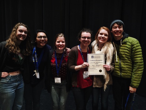 Lincoln Southeast winning tech team (from left): Emalyn Kruse, Jazmine Faalii, Emily Cashmere, Lucy Collins, Megan Covert, Nicco Merritt. Photo by Hunter Sieckmeyer.