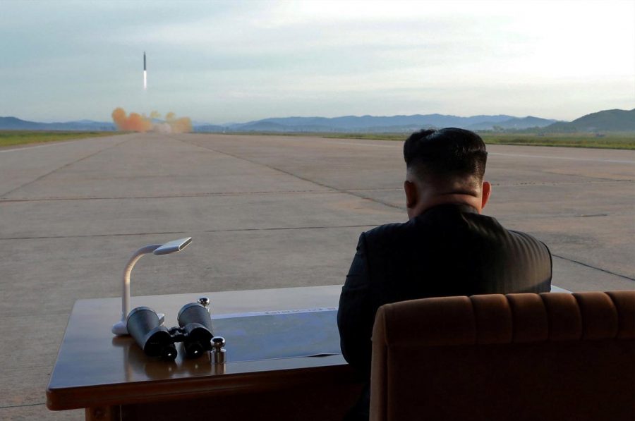 FILE+PHOTO%3A+North+Korean+leader+Kim+Jong+Un+watches+the+launch+of+a+Hwasong-12+missile+in+this+undated+photo+released+by+North+Koreas+Korean+Central+News+Agency+%28KCNA%29+on+September+16%2C+2017.+KCNA+via+REUTERS