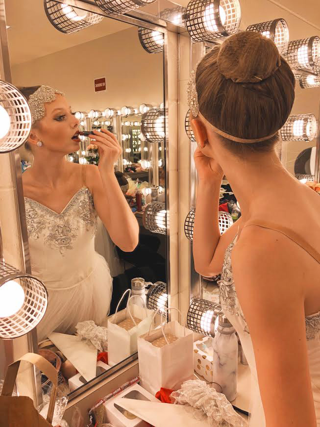 Freshman Ansley Sothan prepares to go on stage in the annual Nutcracker Ballet, put on by the Midwest Ballet Company. The Nutcracker came to the Lied Center Dec. 7 and 8.