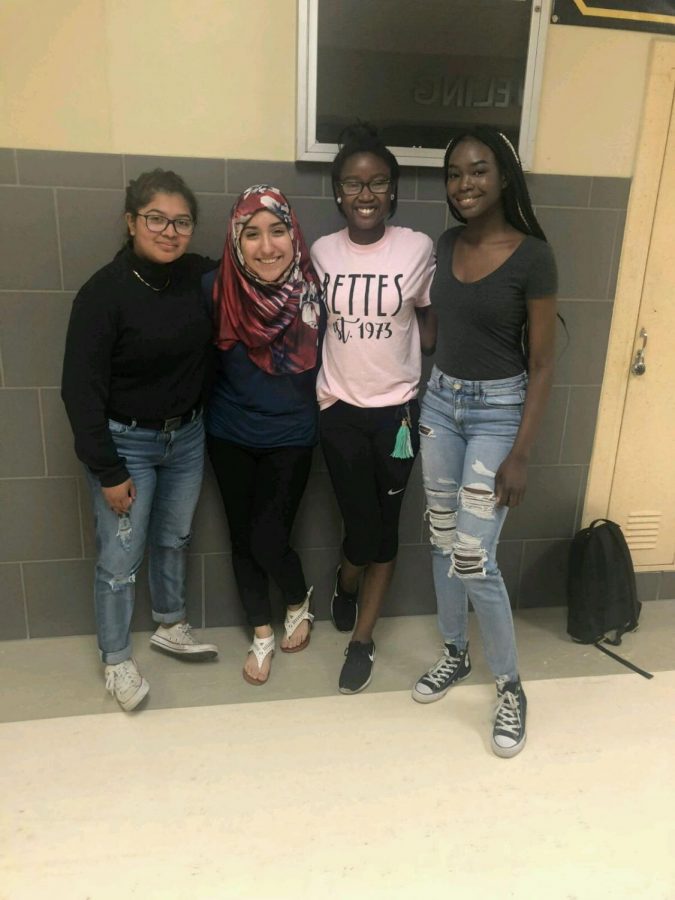 Seniors Melissa Ortiz, Sarah al-Hilfy Leon, Neveah Madlock, Deia Lasu are members of the Peer Mediation group at LSE. In total, there are 15 members in this group.