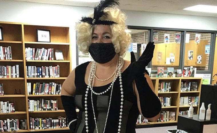 Mrs. Anthony in her throwback outfit to the 'roaring 20s'- image by Sara Friest