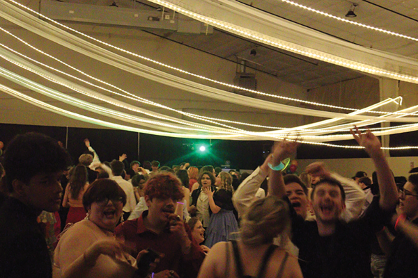 Students dance at Speedway Banquet Hall, where prom was hosted this year.