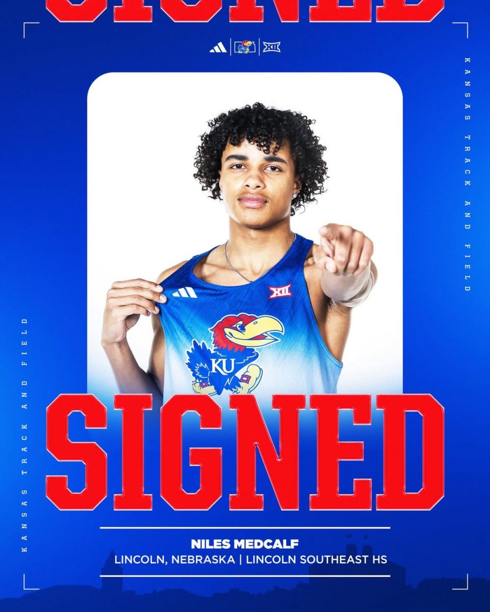 Medcalf announces his commitment to the University of Kansas Track and Field in an Instragram post. 
Photo courtesy: Niles Medcalf