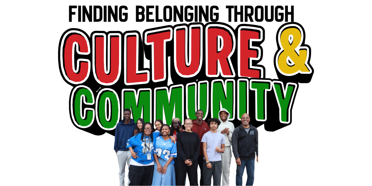 Graphic depicting the group of African American Forum with the words "Finding Belonging Through Culture and Community" above a group of people