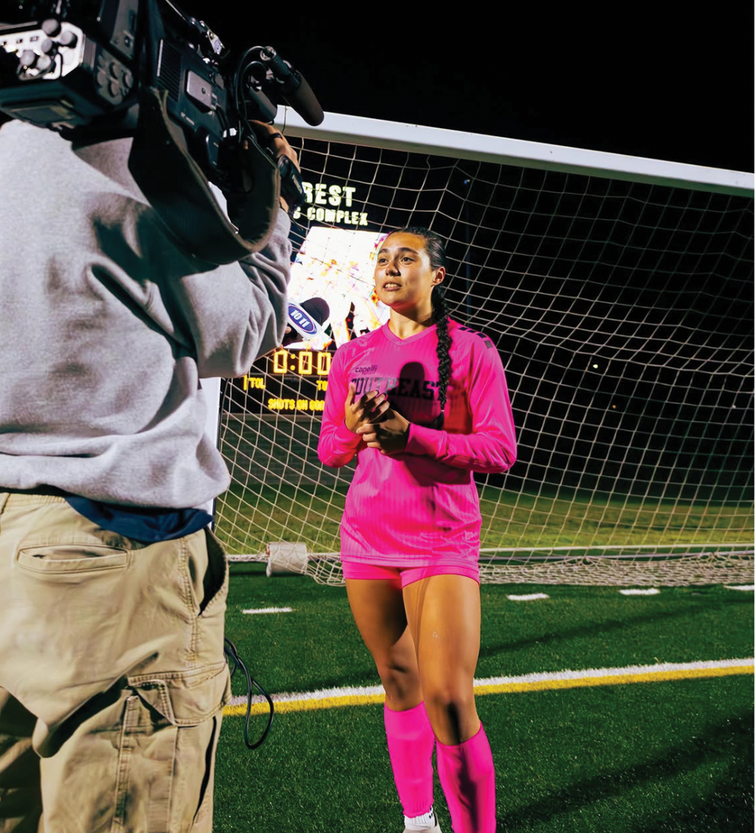 LSE girls soccer goalie, Lily Pickerel gets interviewed by 10/11 reporter after winning the district final against Papillion La-Vista South on May 6th 2026.
Photo credit: Nate McCaffery